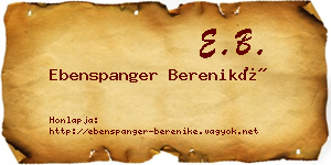 Ebenspanger Bereniké névjegykártya